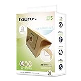 Taurus 999193000 Paquete de 5 bolsas de papel ECO para aspiradores trineo de 2 litros de capacidad, biodegradables, Plastic