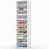 HOMIDEC Zapatero, 10 Niveles Zapatero Entrada Recibidor, Capacidad para 20 Pares de Zapatos, Zapatero Estrecho Zapateros Estrechos para Entradas, Dormitorios y Pasillos, Transparente
