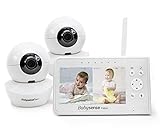 Babysense Vigilabebés con Video, Pantalla Dividida de 4.3 'con Dos cámaras y Audio, Giro e inclinación remotos, Alcance de 300 m (Espacio Abierto)