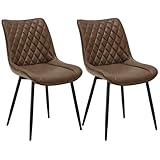 WOLTU Sillas de Comedor Pack 2, Sillas de Cocina Tapizadas en Piel_sintética, Sillas Ergonómicas con Respaldo para Salón y Dormitorio, Estilo Nórdico, Patas de Metal, Marrón, BH210br-2