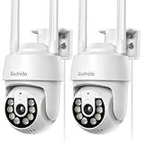 Codnida 2K Camara Vigilancia WiFi Exterior, Camaras Vigilancia Domicilio 2.4Ghz WiFi PTZ 360° Vista con Visión Nocturna en Color, 24/7 Grabación Continua, Alarma de Luz y Sonido,2 Piezas