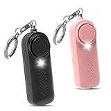 Qoosea 2 Alarma Personal Femenina Safesound Personal Security Alarma 130DB Alarma de Seguridad con Luz LED Aprobada por la Policía Llavero Alarma para Niños, Mujeres y Estudiantes Mayores
