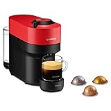 Krups Nespresso VERTUO Pop XN9205 - Cafetera de cápsulas, máquina de café expreso de Krups, café diferentes tamaños, 4 tamaños tazas, tecnología Centrifusion, 35 % plástico reciclado, Spicy red, Rojo