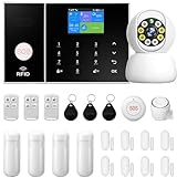 Sistema de Alarma de Seguridad para el hogar Inteligente, Alarma WiFi 4g,con cámara de Alta definición 2mp, Sensor de Movimiento pir,Control Remoto,Sensor de Puertas y Ventanas,Juego de 22 Piezas