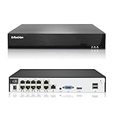 Evtevision 10CH 4K PoE NVR Grabadora de Sistema de Vigilancia CCTV de 8MP, Soporte de videovigilancia 8MP/5MP/4MP/1080p HD cámara IP, Acceso Remoto,Detección de Personas(Sin HDD)
