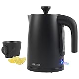 Petra PT5632MBLKVDE Tetera eléctrica rápido, Ventana con indicador del Nivel de Agua, Filtro antical, Sensor de hervido en seco, Controlador Strix, Base giratoria, 1,7 l, 3000 W, Negra, Plastic, Black