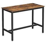 VASAGLE Mesa de Bar, Mesa de Cocina Industrial, Mesa de Comedor con Marco de Metal sólido, para cócteles, Bar, Bodega, Restaurante, Sala de Estar, Aspecto de Madera, 120 x 60 x 90 cm LBT91X