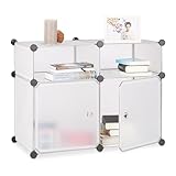 Relaxdays Estantería Modular con 4 Compartimentos, Plástico, Transparente, 56x75x37 cm