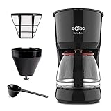 Solac CF4036 Coffee4You - Cafetera de goteo, 1.25l, hasta 12 tazas, jarra cristal, antigoteo automático, placa calefactora mantén café caliente, fácil uso, filtro permanente-lavable, negra, roja