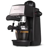 Grunkel - Cafetera Espresso con 5 bares de presión y capacidad para 4 tazas - CAFPRESO-H5 BAR - Pistola de espuma con dispositivo de seguridad integrada - 870W - Negro y Acero