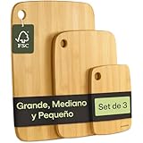 Praknu Tabla De Cortar Cocina Madera Bambú - Juego De 3 Piezas - Versátil y Robusta - Bambú FSC® Sostenible Para Verduras, Carne Y Pan - Varios Tamaños