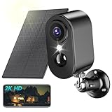 PESAIR 2K Cámara Vigilancia WiFi Exterior Solar, Camaras de Vigilancia sin Cables, Cámara Vigilancia Exterior con Batería, Panel Solar, Visión Nocturna Color, PIR detección de Movimiento, IP66, Negro