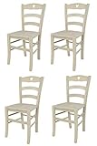 t m c s Tommychairs - Set 4 sillas Cuore para Cocina y Comedor, Estructura en Madera de Haya Color anilina Blanca y Asiento en Madera