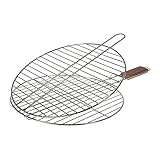 RUECAB – Parrillas de Cocina para Barbacoa y ahumadero – Parrilla Doble para Barbacoa, Parrilla Redonda, Parrilla de Barbacoa de 38 cm – Material: Acero Cromado – Diámetro: 38 cm – Mango de Madera de