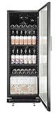 METRO Professional Frigorífico GSC2360B, nevera vertical con puerta de cristal, 347 L, negro, 180 W, 4 estantes ajustables para gastronomía, bar, restaurant, tiendas