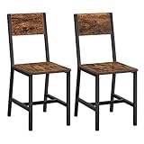 VASAGLE Juego de 2 Sillas de Comedor, Marco de Acero, Estilo Industrial, para Comedor, Salón, Cocina, Marrón Rústico y Negro Tinta LDC092B01V1