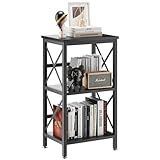 YMYNY Librería, Estantería de 3 Niveles, Estanteria Almacenaje, Mueble Organizador, para Salón, Dormitorio, Cocina, Oficina, Estilo Industrial, 40×29×75CM, Negro HST008B