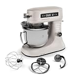 Klarstein Chiara Robot de Cocina 1600W – Bol 5L Acero Inoxidable, 12 Velocidades, Pantalla Táctil LCD, Silencioso ≤72dB, Accesorios Apto Lavavajillas, Carcasa de Aluminio Fundido, Arena