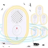 Repelente Ultrasónico de Plagas, 6 Paquetes Electrónico Repelente Mosquitos Control de Plagas, Repelente Ultrasónico Anti Mosquitos para Interiores, Insectos, Moscas, Cucarachas, Arañas, Roedores