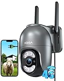 Xega 4G Camara Exterior con Tarjeta SIM, 24/7 Grabación Continua Cámara Vigilancia con Cable, 2K HD PTZ 355°/100°, Detección Humano Seguimiento Automático Visión Nocturna Alarma de Luz y Sonido,IP66