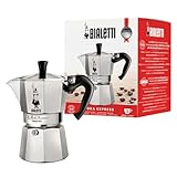 Bialetti - Moka Express: Icónica Cafetera Italiana para Espresso, Auténtico Café Italiano, Cafetera Moka 3 Tazas (130 Ml), Aluminio, Plata