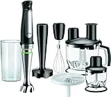 Braun Minipimer 7 MQ7087X - Batidora de Mano de 1000W, Minipicadora de 350ml, Pasapuré, Varillas, Procesador de Alimentos con 3 Funciones, Vaso de 600ml, Velocidad Automática, Tecnología ActiveBlade