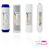 Kit de 4 Filtros Universales para Osmosis Inversa - Incluye Rollo de Teflón y Conectores Postfiltro - Ideal para Equipo de 5 Etapas Universal - Nature Water Professionals