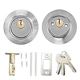 Cerradura de Puerta, Cerradura de Doble Cilindro Cerradura de Puerta de Seguridad con Cerradura en Ambos Lados Cerradura de Cerrojo con Llave Doble para Puertas de Madera de Hotel(Plata)