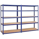 Yaheetech Set de 2 Estanterías Metálicas Galvanizadas Estantería para Cargas Pesadas de 5 Baldas para Hogar, Garaje, Cocina,180X60X120cm,Montaje sin Herramientas