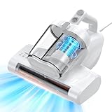 Aspiradora Antiácaros para Colchones con Luz UV-C de 253.7nm 16Kpa Succión Filtro HEPA Calentamiento Función 40000 Rpm/Min Rotación Aspirador de Ácaros Elimina el 99.9% de Alérgenos 600W Cable Blanco