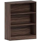 Vida Designs - Estantería Baja Cambridge de Madera de Roble Negra con 3 estantes, para Oficina o Sala de Estar
