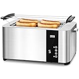 LEBENLANG 1400 W Tostadora pan ranura ancha acero inoxidable 4 rebanadas I Pantalla LED táctil & 7 Modos I Torradeira tostador de pan toaster tostadora inteligente tostadoras pan torradeira