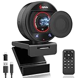Angetube Cámara Web 2K@60FPS con Seguimiento AI, cámara para PC con micrófonos estéreo, Control Remoto, Zoom Digital 8X, Cubierta magnética para la cámara, autofocus TOF, USB3.0 para Streaming