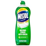 Mistol - Lavavajillas a mano Ultra Plus - Líquido Concentrado 650ml - Poder Superior Antigrasa y Desincrustante - Efecto Brillante y Antiolor - Biodegradable y Botella Reciclable