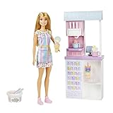 Barbie Juego de Heladería con Muñeca Rubia - Función de Hacer Helados - 2 Masas y Accesorios - Muñeca: 30,48 cm - Regalo para Niños de 3+ Años