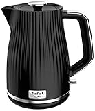 Tefal Hervidor de Agua de plástico, 1,7 l, 2400 W, hervidor de Agua eléctrico Loft Negro, Filtro de Cal extraíble, sin BPA, KO250830, Apagado automático