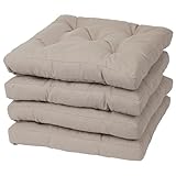 Viste tu hogar Pack 4 Cojines para Silla, 40x40x5 CM, Efecto Tridimensional, Relleno de 100% Poliéster, Ideal para Comedor, Terraza, Salón y Restaurante, Color Beige, Fabricado en España