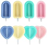 Gentpovth 8 piezas Molde Helados Silicona, Incluye forma de corazón única, Molde Helado Silicona con Asas, Molde Helado Silicona sin BPA, para Helados DIY Niños, para Postre congelado, Multicolor
