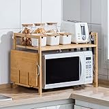 Soporte Microondas de Madera, Estante para Horno de Microondas, Estante de Cocina con 4 Ganchos, Estantería Cocina (3 Niveles-52 * 30 * 35cm)