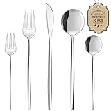 Bestdin Juego de cubiertos para 6 personas, 30 piezas, de acero inoxidable, con cuchillo, tenedor, cuchara, acero inoxidable, apto para lavavajillas.