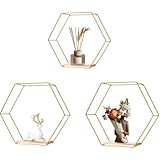 3 Piezas de estantes de Pared Hexagonal, estantes hexagonales, estantes flotantes de 3 tamaño hexágono Dorado, estantes de Pared hexágono Colgante Minimalistas y de Servicio Pesado para el hogar, Hot