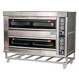 Cleiton® Horno de Pizza Industrial a Gas Doble 8+8x32 cm | Horno Industrial para Hostelería | Horno Profesional para Bares y Restaurantes