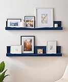 SUMGAR Estante de Pared Azul Set de 2, Estantes Flotantes de Madera para la Habitación de Niños, Librería, para Baño, Cocina, Dormitorio y Sala de Estar - 60CM