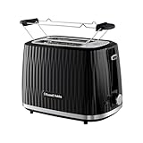 Russell Hobbs Tostadora para 2 rebanadas, 6 niveles tueste, función de extraelevación, descongelar, recalentar y cancelar, bandeja recogemigas, calientapanecillos incluido, negra, Eden 27371-56