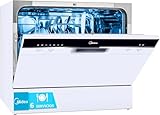 Midea Lavavajillas Pequeño Blanco 55 cm para 6 servicios - Lavavajillas Compacto y Portatil sin Instalación - Lavaplatos con Programa Eco Ahorro, Filtro Antibacterias y Programación Horaria