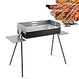 Medio Tambor Barril de Acero Inoxidable Barbacoa Parrilla,63 * 32cm Barbacoa de jardín,Control de Temperatura de Tres Posiciones,Barbacoa de jardín al Aire Libre ahumador de Calor