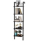 YMYNY Estantería Escalera, Estantería de 5 Niveles, Librería de Pie para Sala Estantería de Almacenaje, para la Sala de Estar, Oficina, Dormitorio, 40 x 30 x 178CM, Negro HBC015B