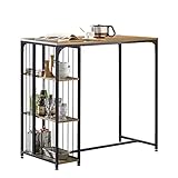 SoBuy Mesa Alta de Bar Mesa Alta de Comedor Mesa de Bistró con 3 Estantes para Bar Estructura de Metal, L115 x P50 x H107 cm FWT84-PF ES