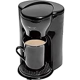 Clatronic KA 3356 - Cafetera eléctrica pequeña de goteo automática, capacidad de 1 taza café, filtro permanente, incluye taza, 330W, óptimo camping, color negro
