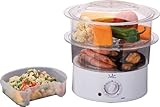 Jata CV200 Vaporera Cocina Sana con 2 Cestas, Capacidad de 3,5 L, Depósito agua 500 ml, Incluye Recipiente para Arroz o Salsas, Temporizador hasta 60 Minutos, 400 W